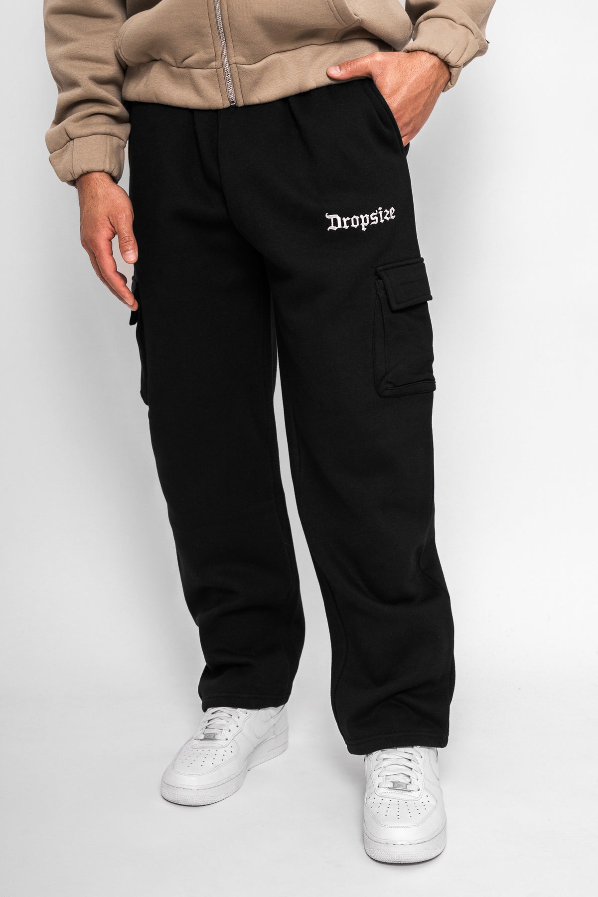 Dropsize Straight Leg Cargo Sweat Pant Black