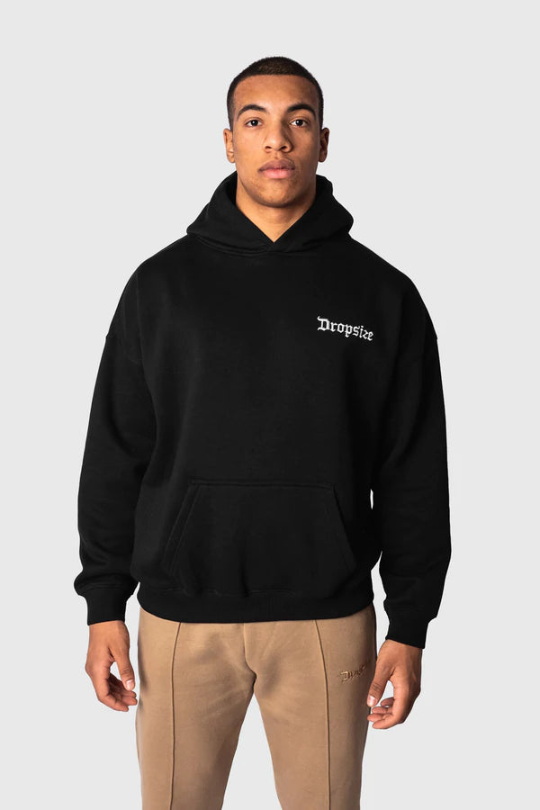 Dropsize Heavy Oversize Embo Hoodie Black