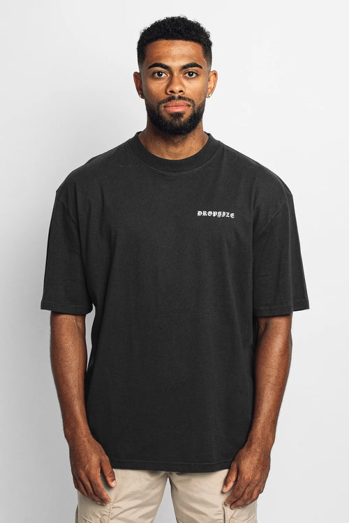 Dropsize Heavy Oversize Circle T-Shirt Washed Black