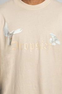 Dropsize Heavy Oversize White Doves T-Shirt Coconut Milk