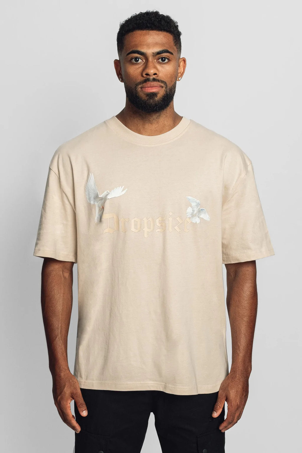 Dropsize Heavy Oversize White Doves T-Shirt Coconut Milk