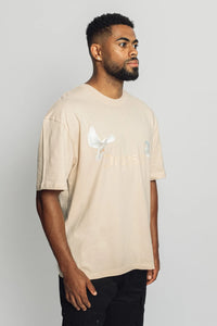 Dropsize Heavy Oversize White Doves T-Shirt Coconut Milk