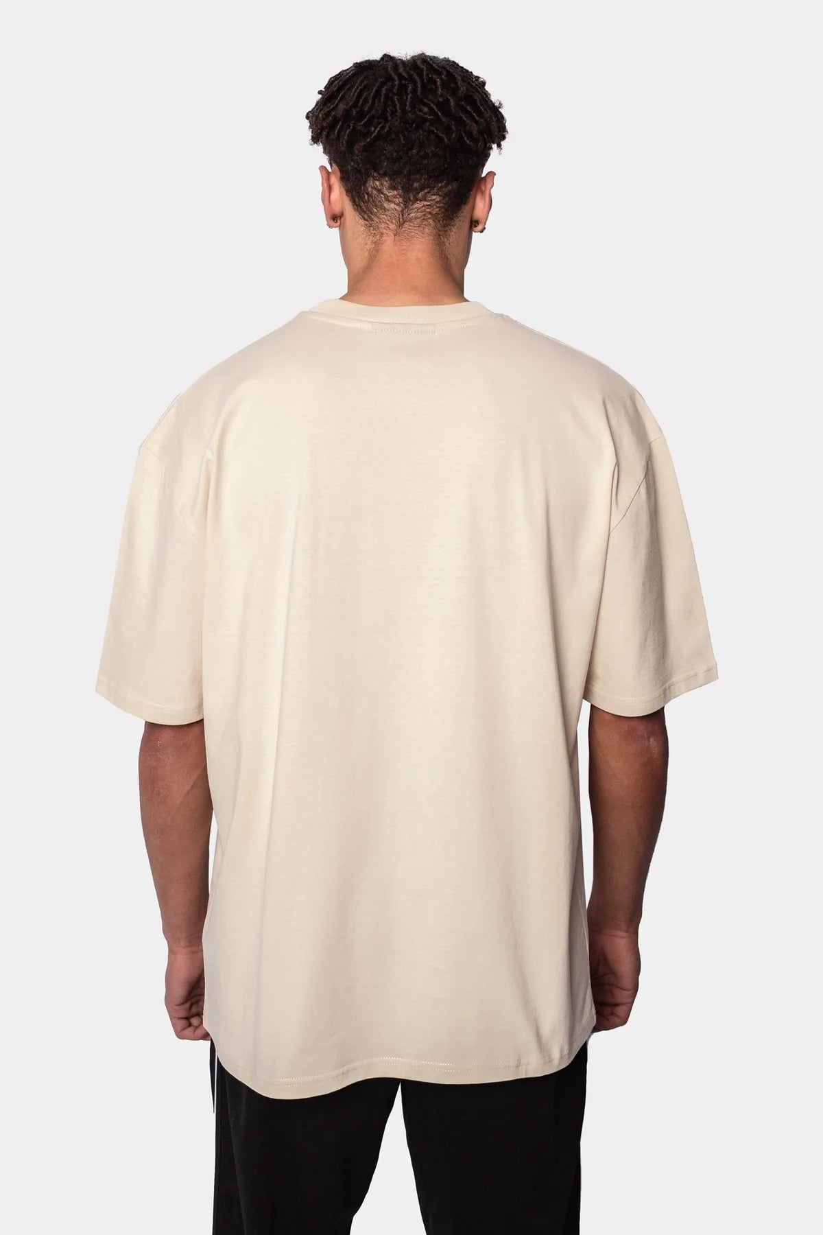 Dropsize Heavy Oversize Brown Logo Puffer Print T-Shirt Coconut Milk