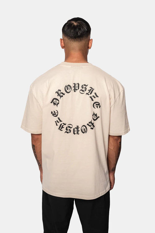 Dropsize Heavy Oversize Circle Design T-Shirt Coconut Milk