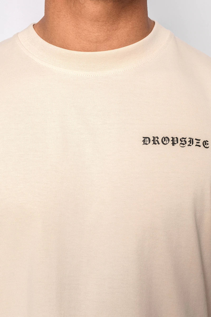 Dropsize Heavy Oversize Circle Design T-Shirt Coconut Milk