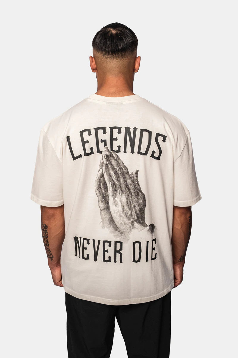 Dropsize Heavy Oversize "Legends Never Die" T-Shirt Cream White