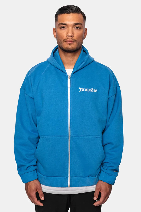 Dropsize Super Heavy Oversize Blank Zip Hoodie Royal Blue