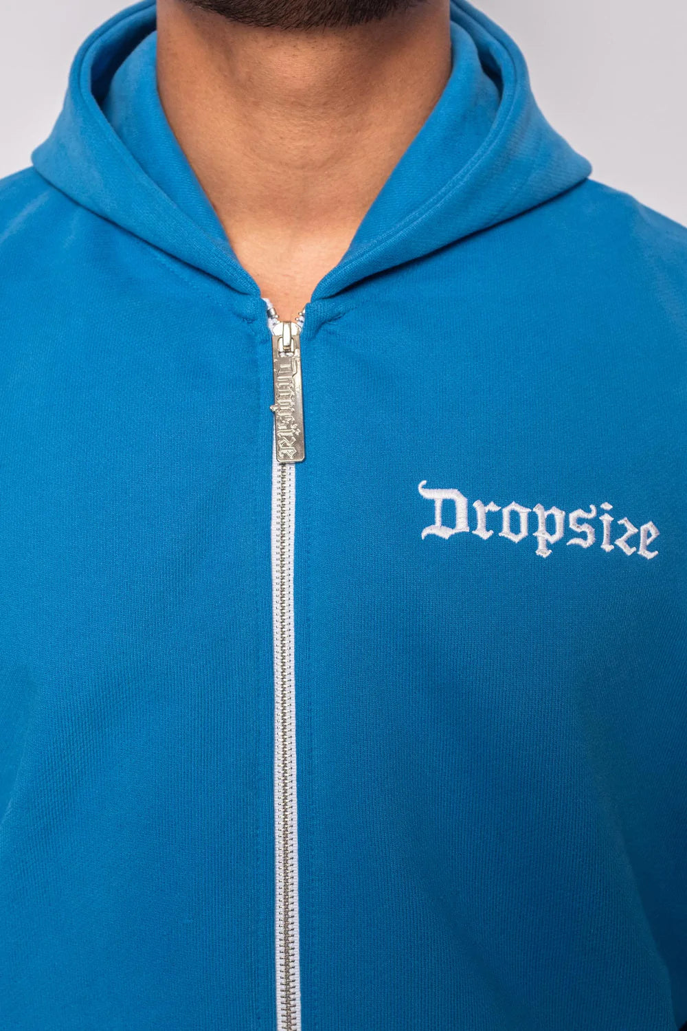 Dropsize Super Heavy Oversize Blank Zip Hoodie Royal Blue