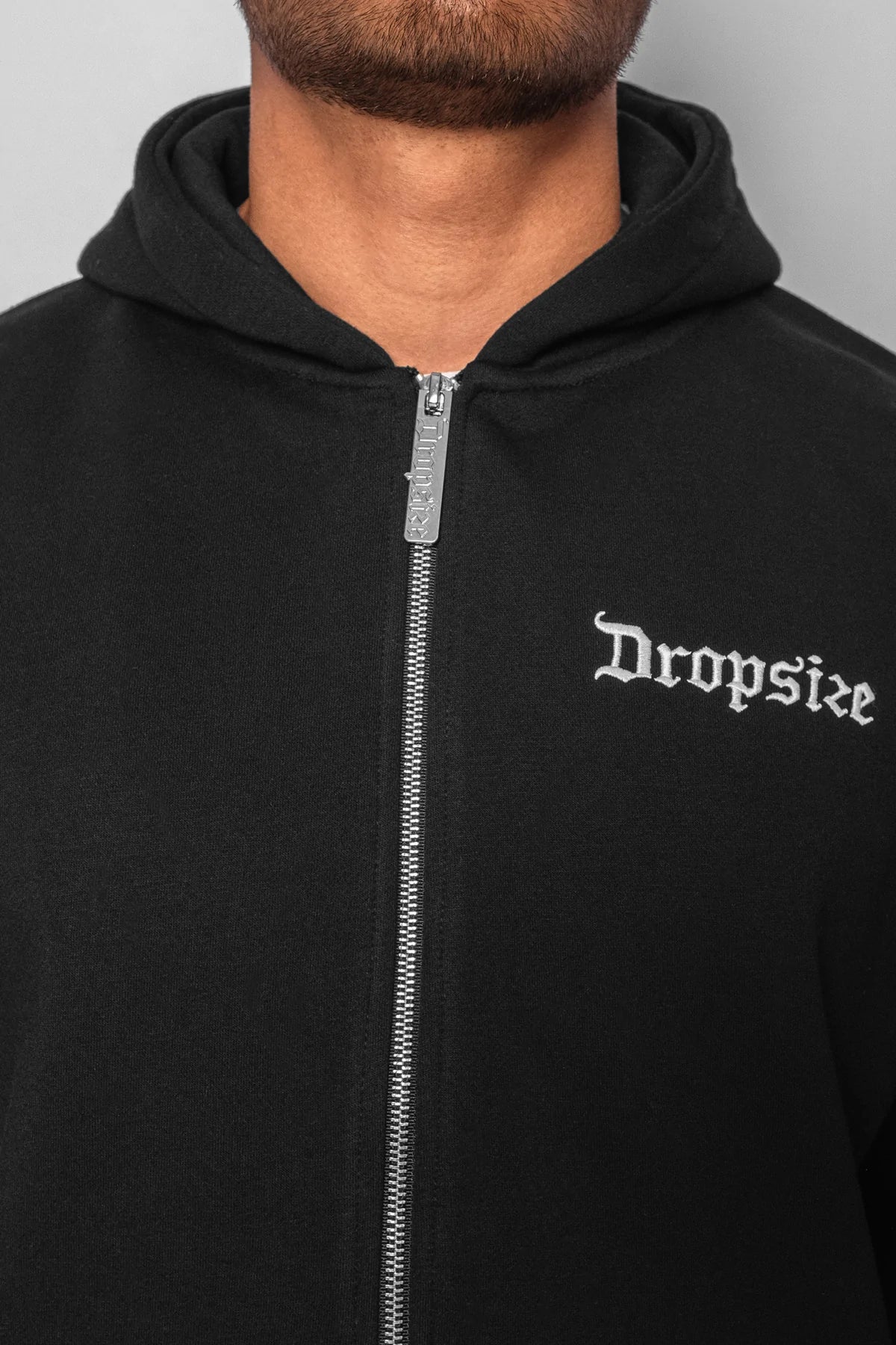 Dropsize Super Heavy Oversize Blank Zip Hoodie Black