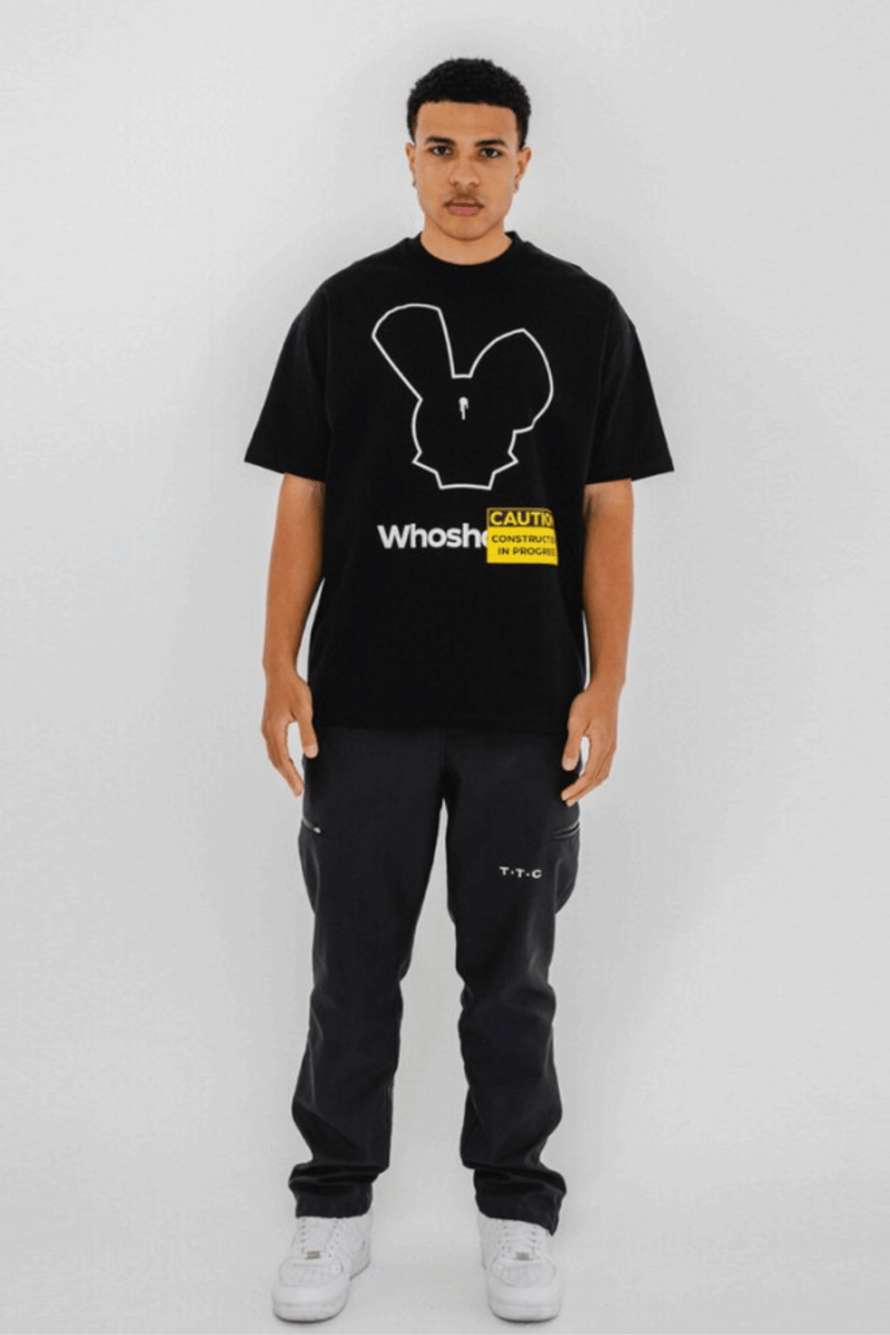 Who Shot Ya Caution Oversize T-Shirt Black