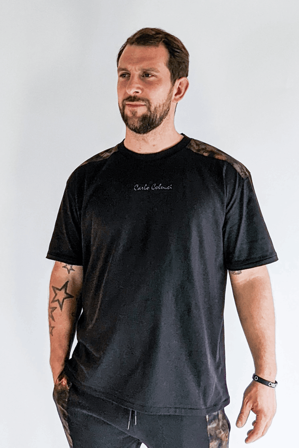 Carlo Colucci T-Shirt mit Permut Details Black