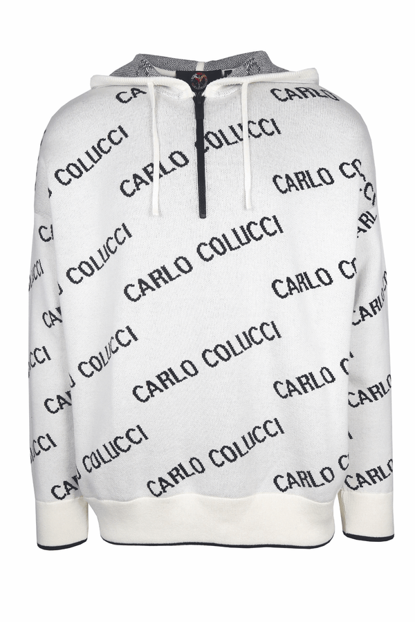 Carlo Colucci All Over Logo Knitted Hoody White