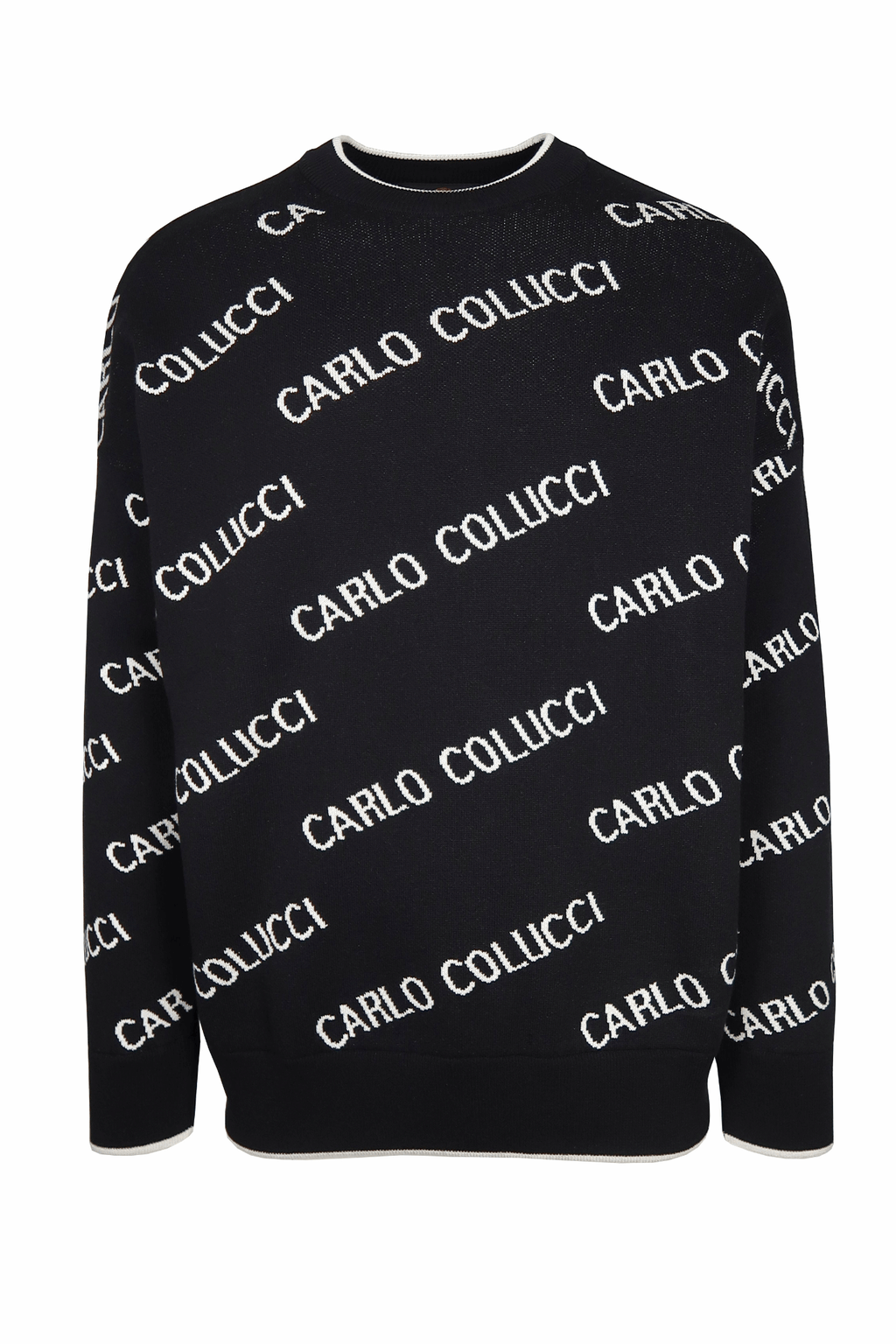 Carlo Colucci Strick All Over Logo Pullover Black