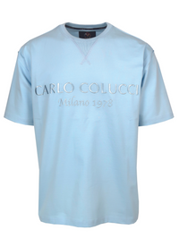 Carlo Colucci Oversized-Shirt Basic Logo Unicolor Babyblue