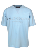 Carlo Colucci Oversized-Shirt Basic Logo Unicolor Babyblue