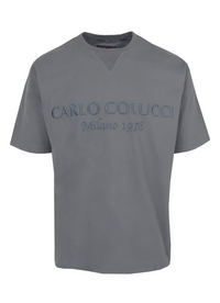 Carlo Colucci Oversized-Shirt Basic Logo Unicolor Washed Black