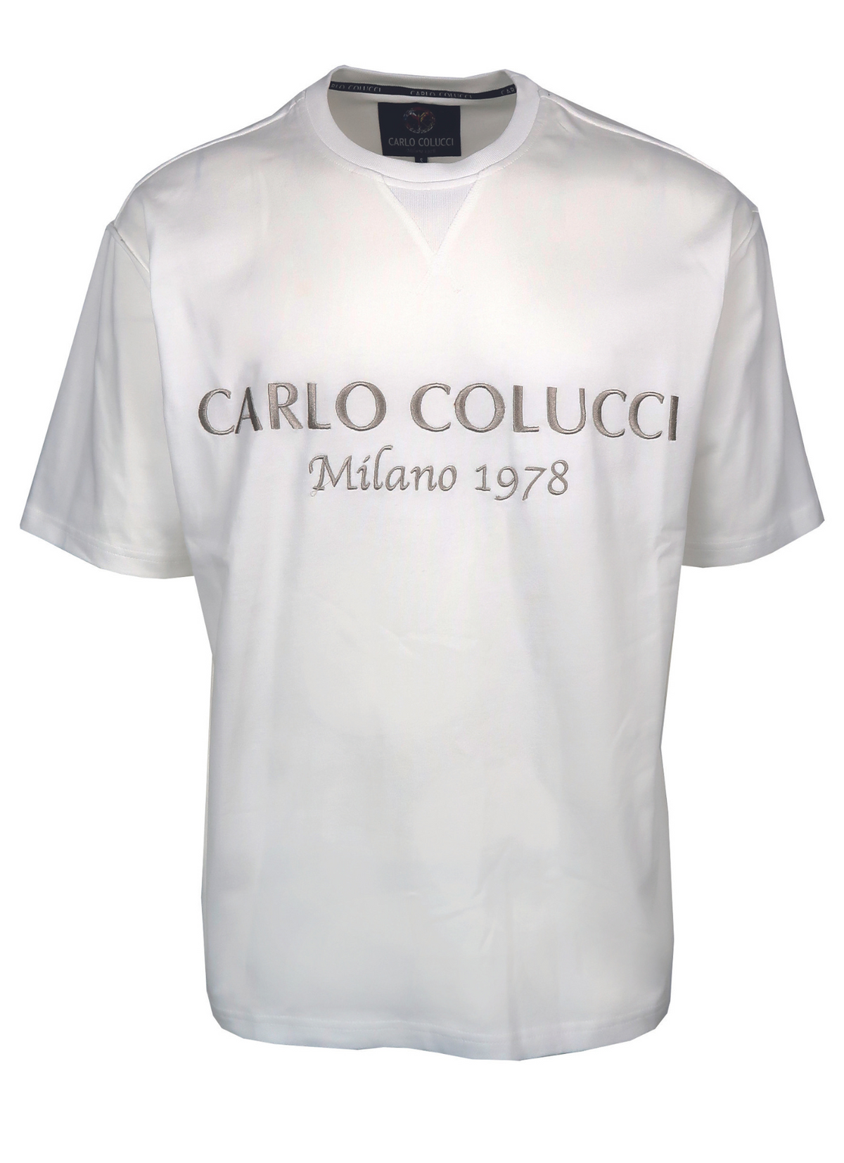 Carlo Colucci Oversized-Shirt Basic Logo Unicolor White