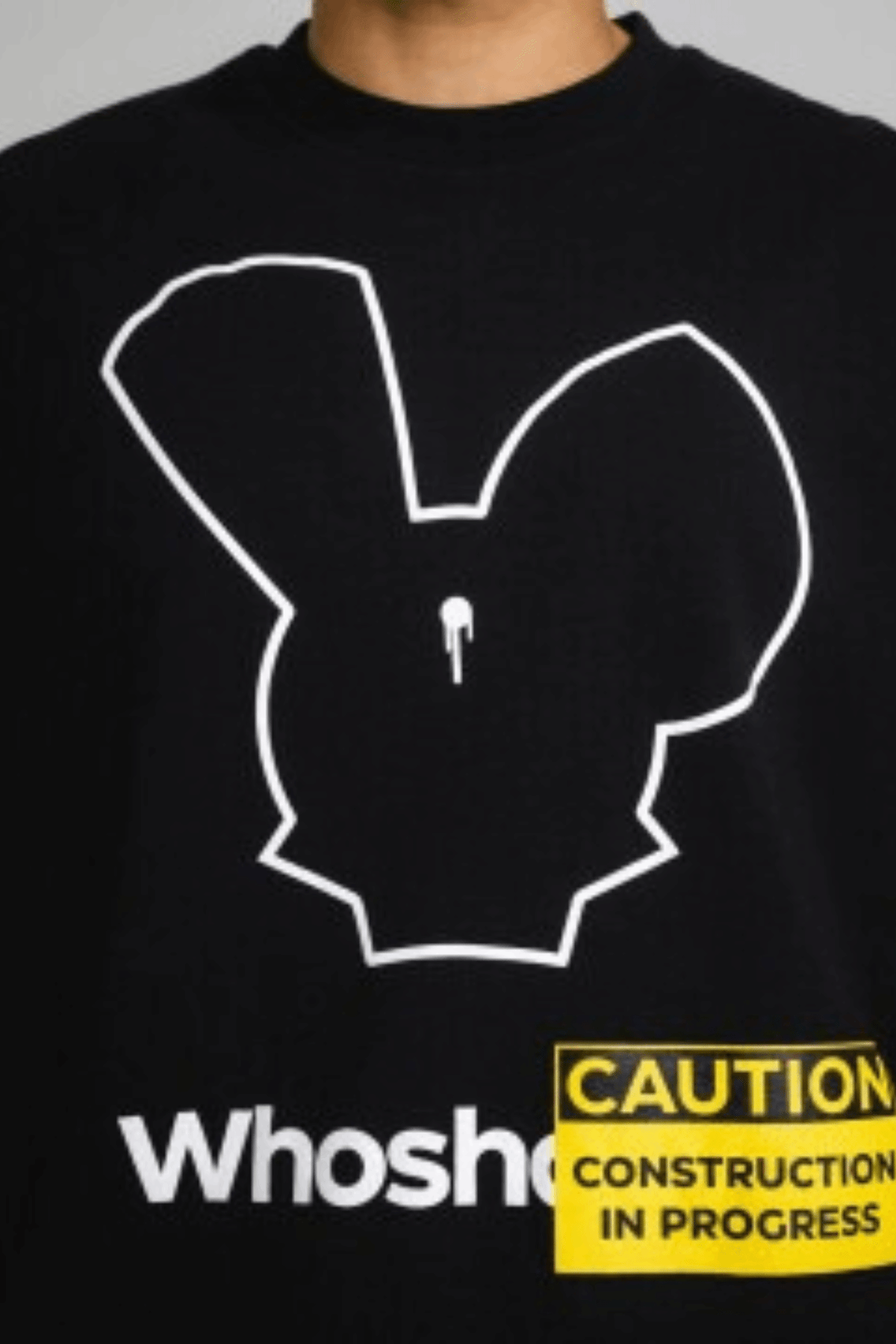 Who Shot Ya Caution Oversize T-Shirt Black