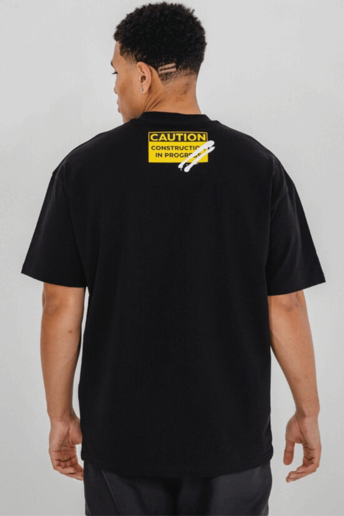 Who Shot Ya Caution Oversize T-Shirt Black