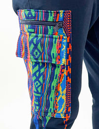 Carlo Colucci Cargo Sweatpants mit Strickdruck Blue Multicolor