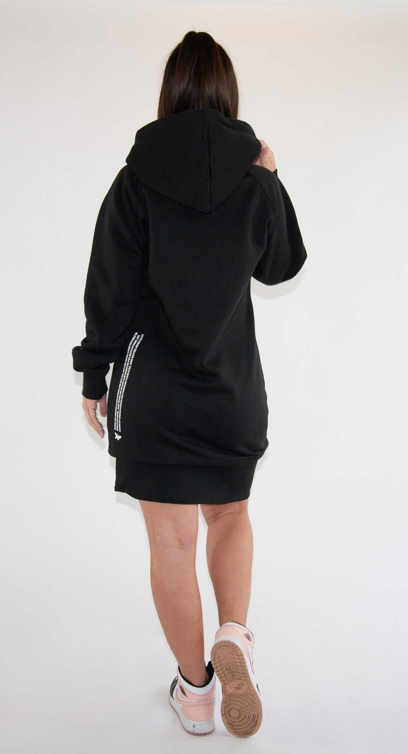 Soulside Frauen Hooded Dress - Basic Sweat Soul Dress -  Washed Black