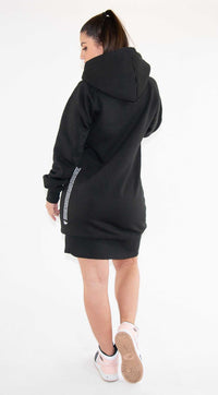 Soulside Frauen Hooded Dress - Basic Sweat Soul Dress -  Washed Black