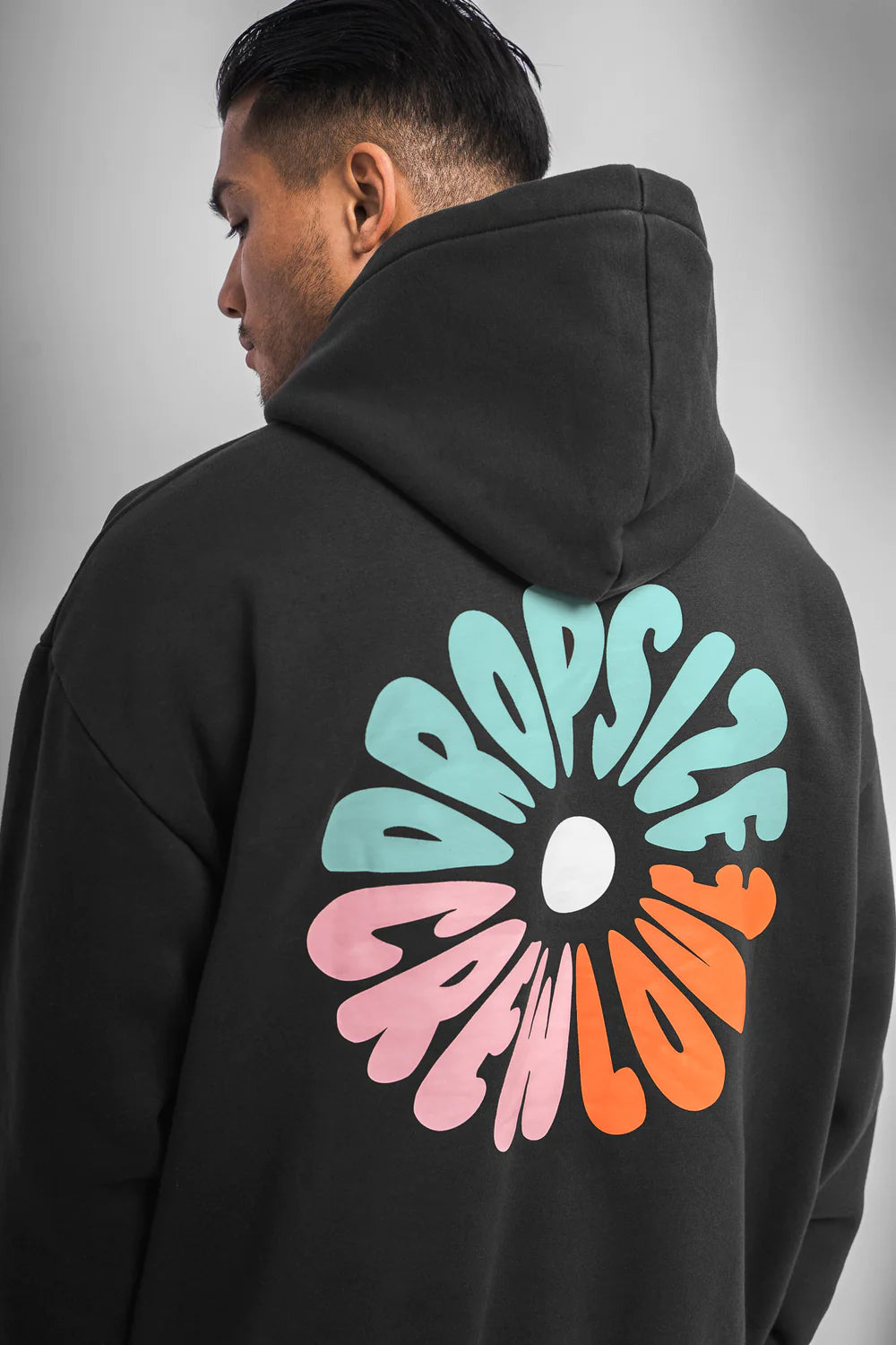 Dropsize Heavy Oversize Crew Love Hoodie V2 Washed Black Soulsideshop