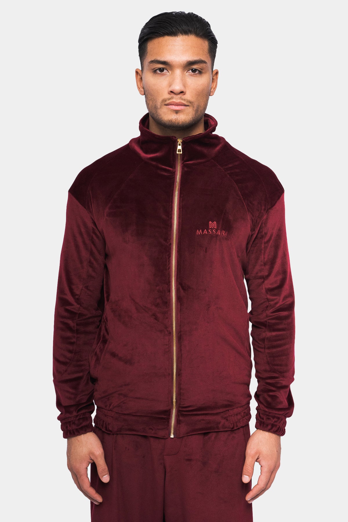 Massari G's Velour Suit Jacket Burgundy