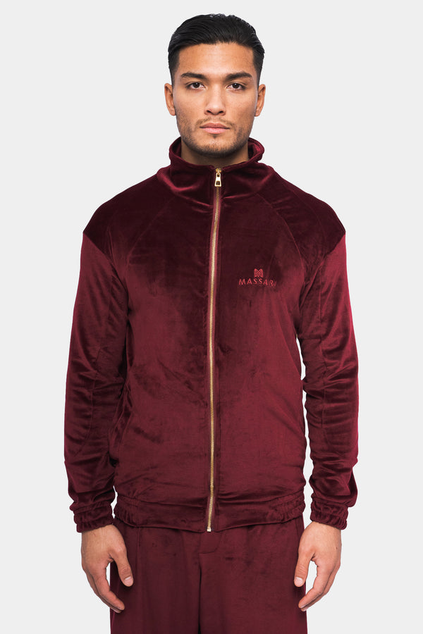 Massari G's Velour Suit Jacket Burgundy