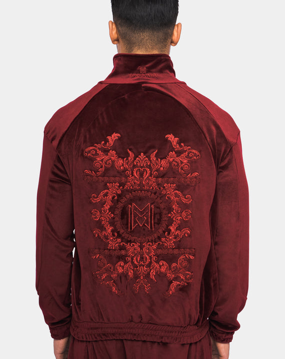 Massari G's Velour Suit Jacket Burgundy