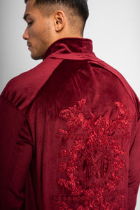 Massari G's Velour Suit Jacket Burgundy