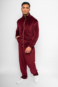 Massari G's Velour Suit Jacket Burgundy