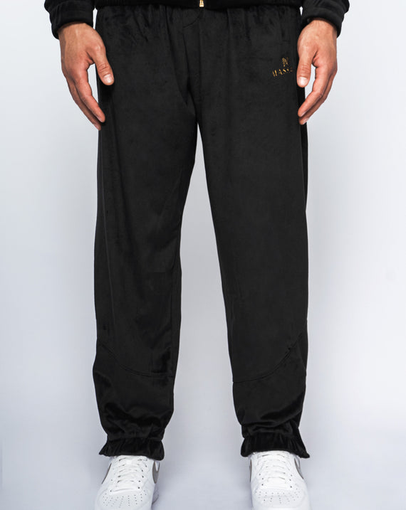 Massari G's Velour Suit Pants Black Gold