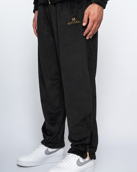 Massari G's Velour Suit Pants Black Gold
