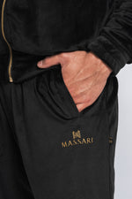Massari G's Velour Suit Pants Black Gold