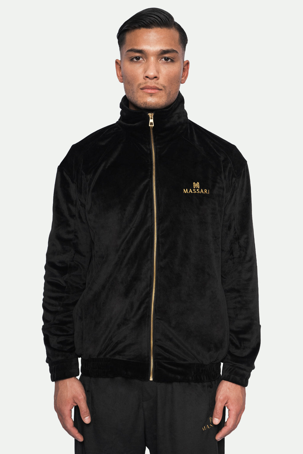Massari G's Velour Suit Jacket Black Gold