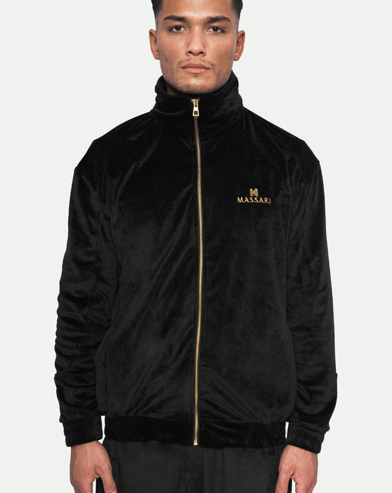 Massari G's Velour Suit Jacket Black Gold
