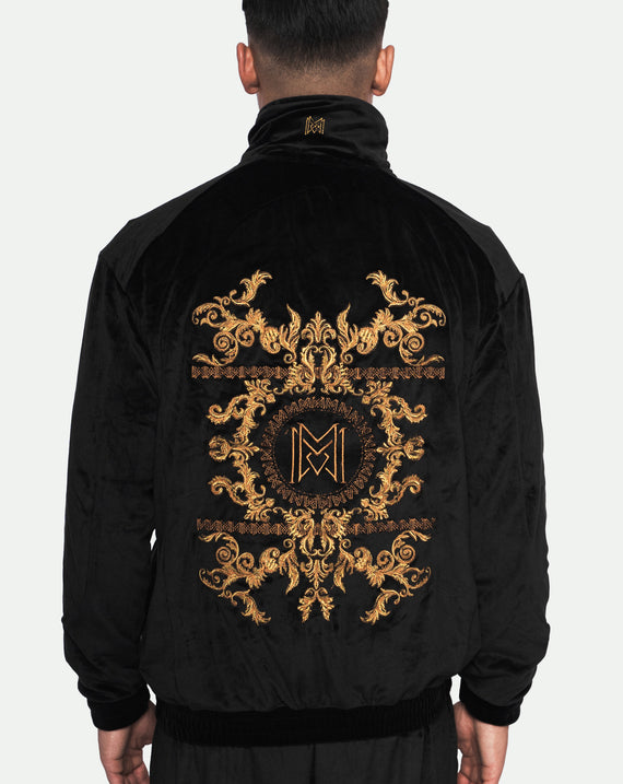 Massari G's Velour Suit Jacket Black Gold