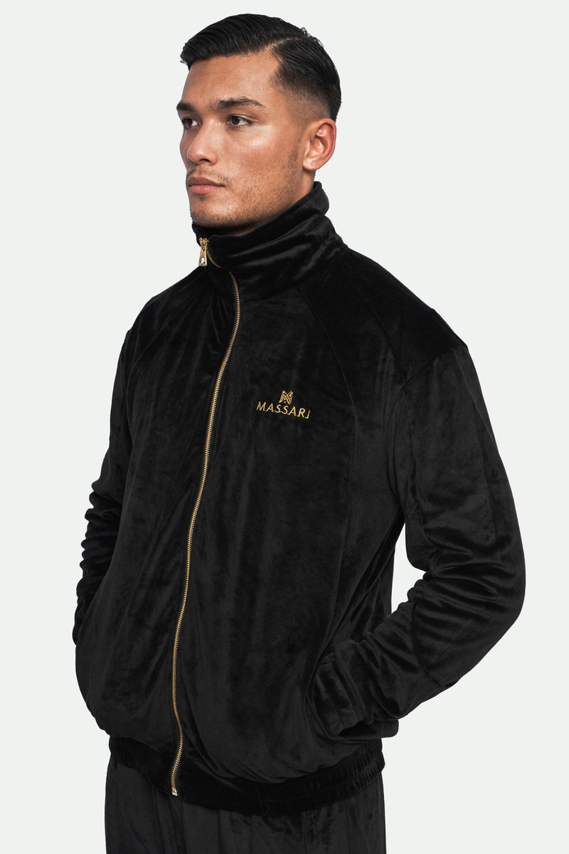 Massari G's Velour Suit Jacket Black Gold