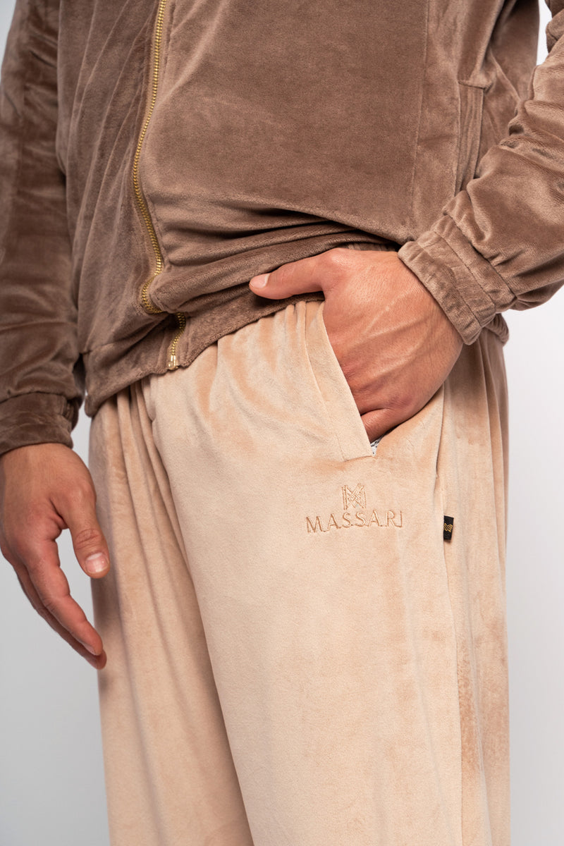 Massari G's Velour Suit Pants Sand Beige