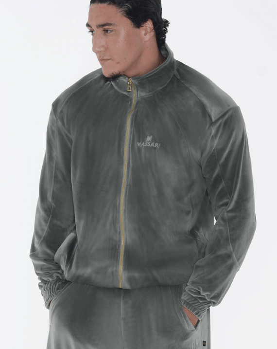 Massari G's Velour Suit Jacket Olive