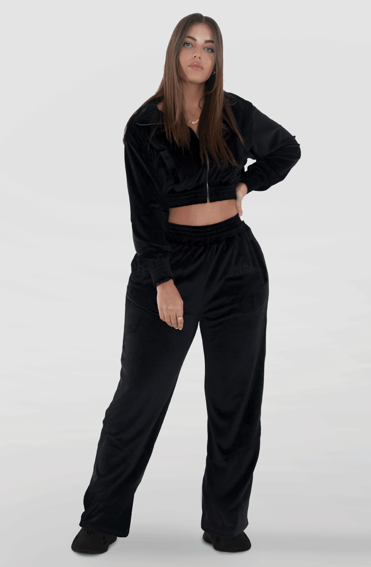 Black velour suit top
