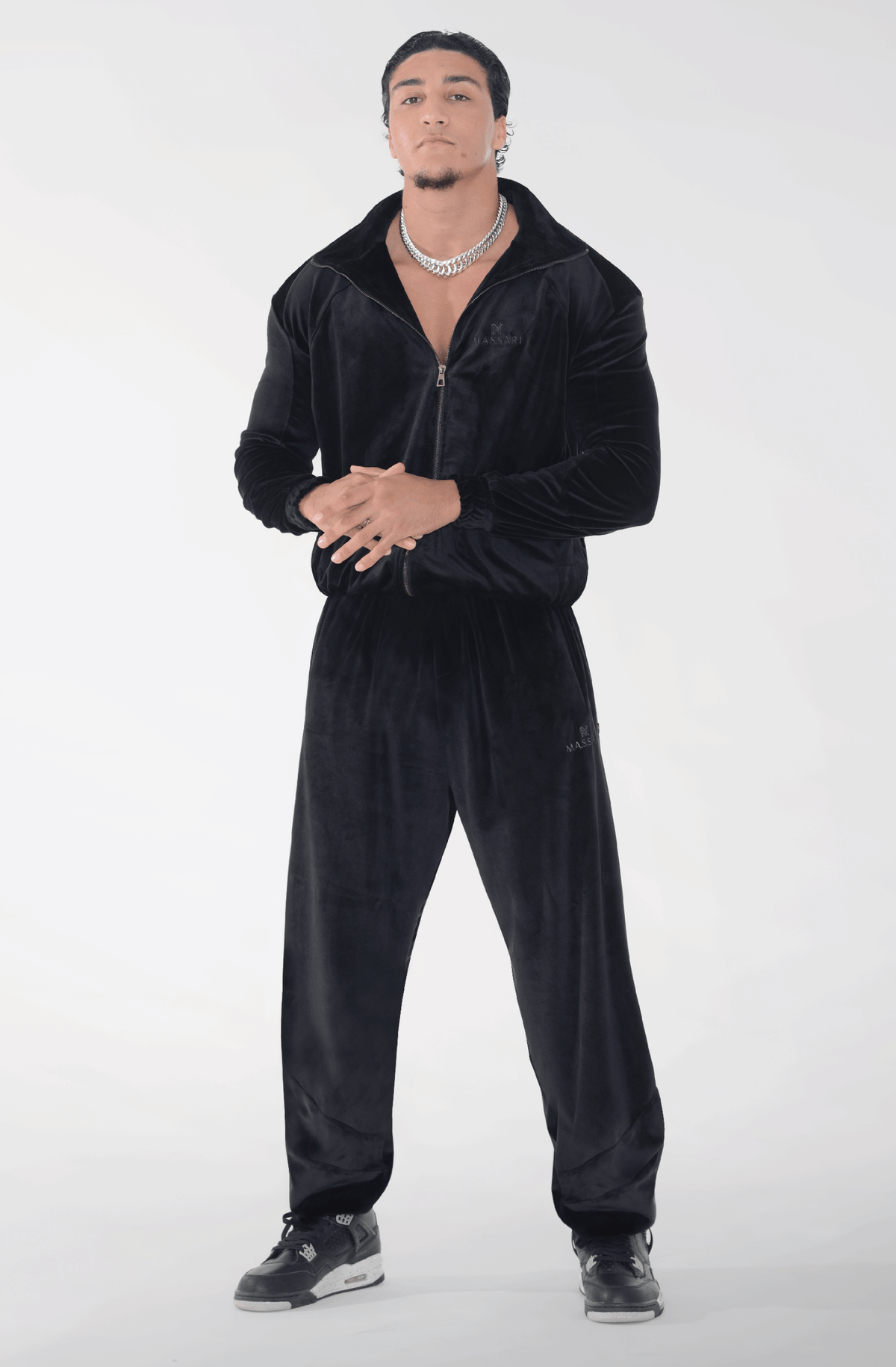 Massari G's Velour Suit Jacket Black