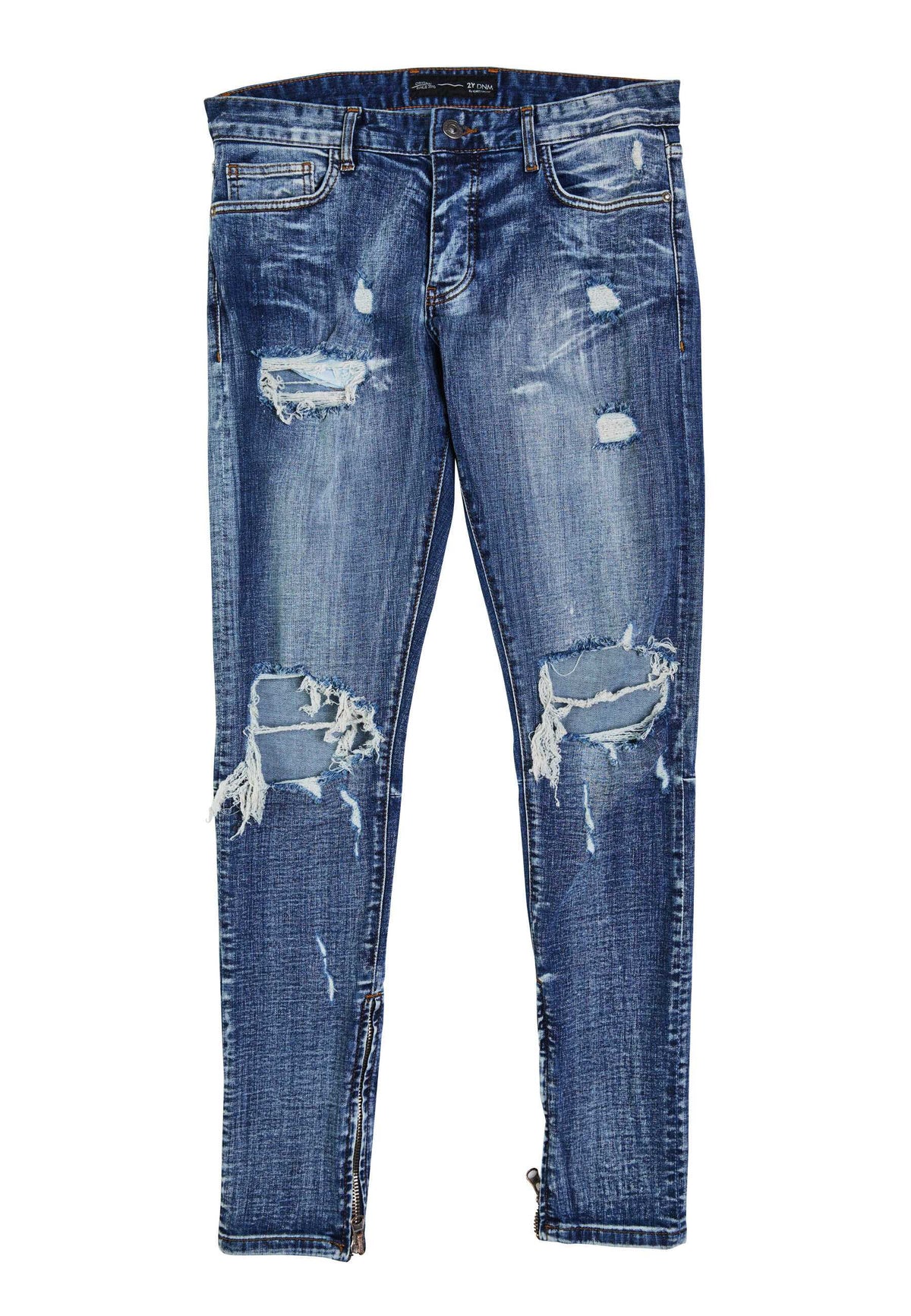 2Y Destroyed Skinny Fit Jeans Blue