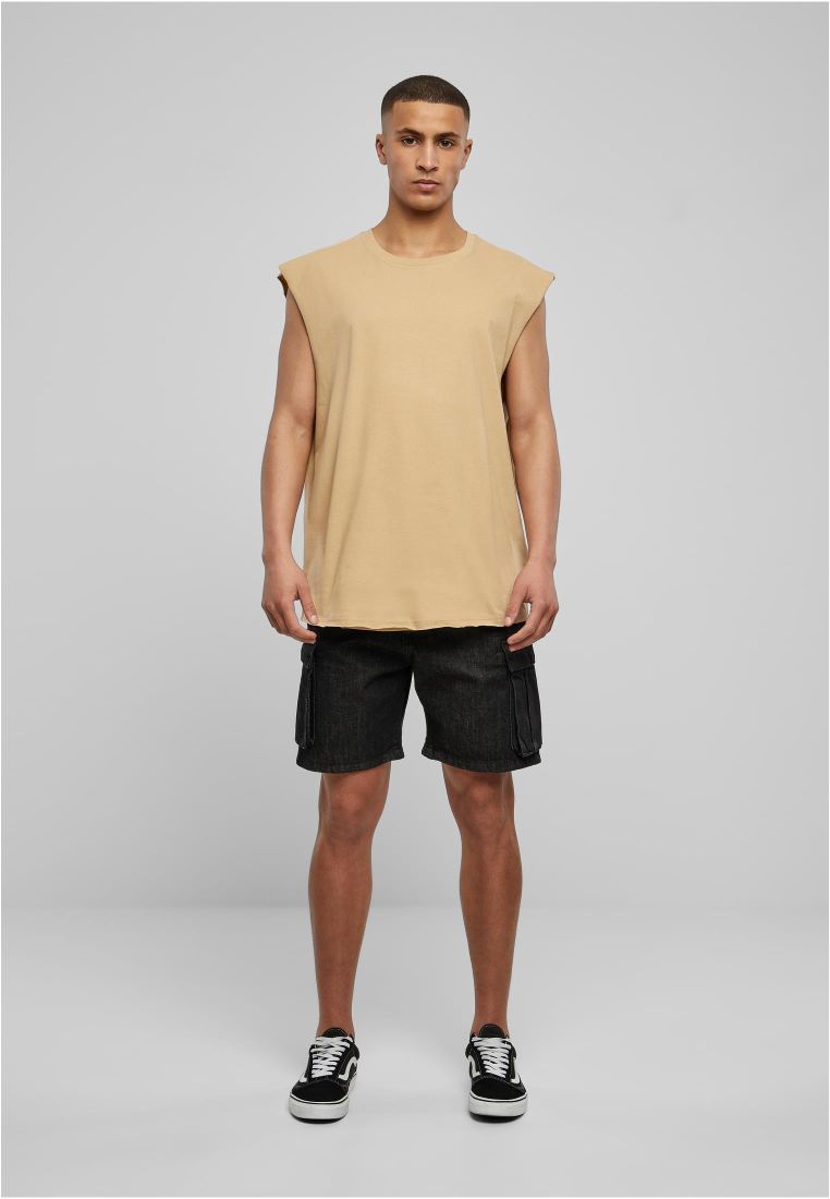 Urban Classics Open Edge Sleeveless T-Shirt Union Beige