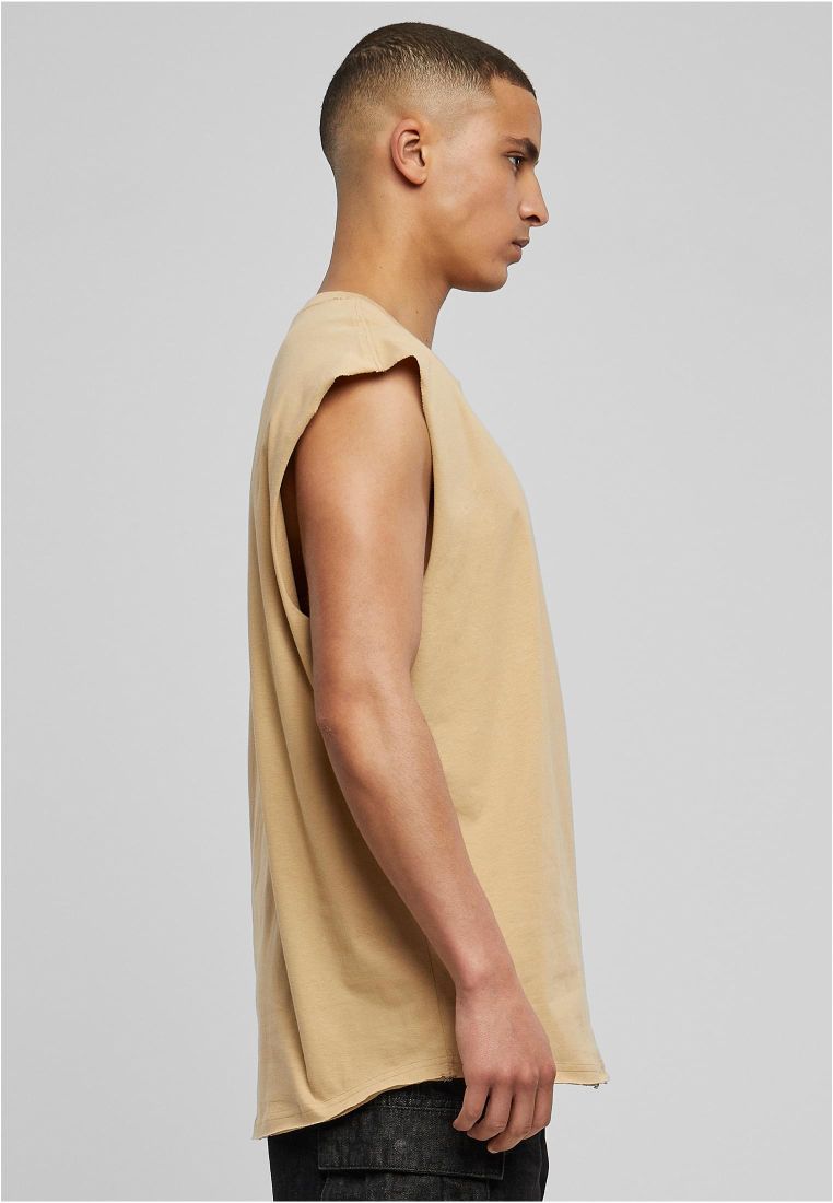 Urban Classics Open Edge Sleeveless T-Shirt Union Beige