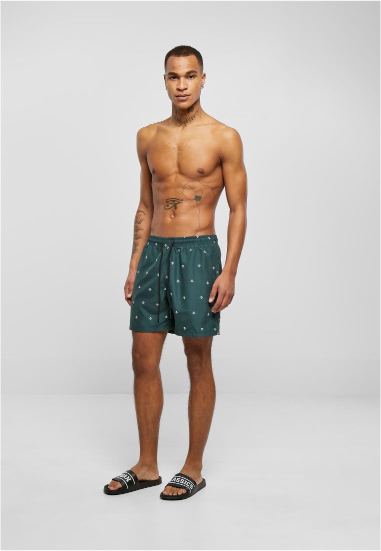 Urban Classics Embroidery Swimshorts Anchor Bottlegreen