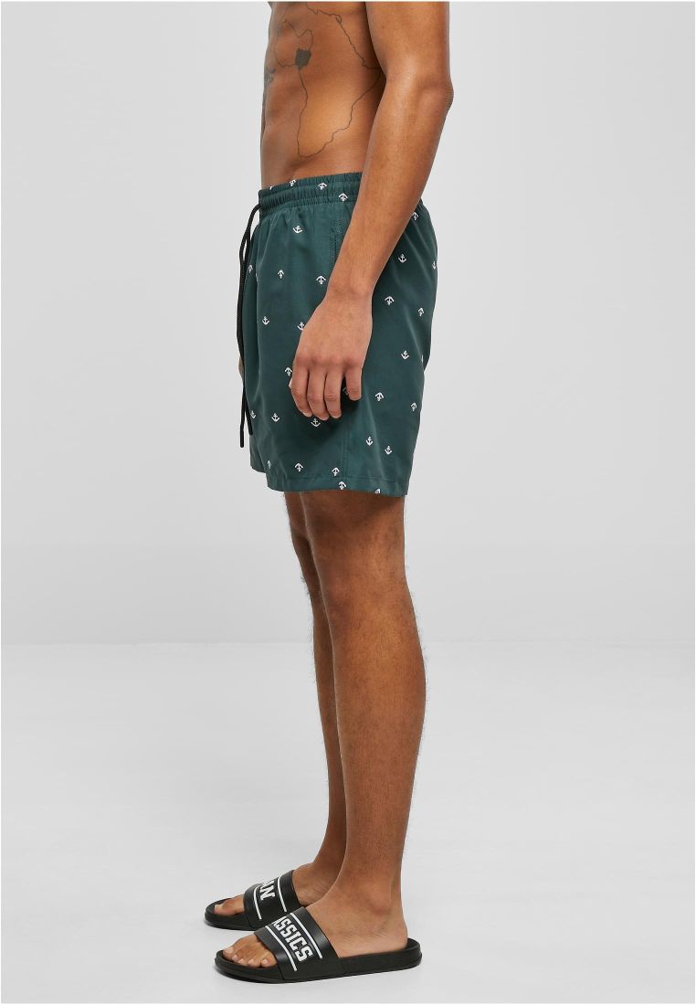 Urban Classics Embroidery Swimshorts Anchor Bottlegreen