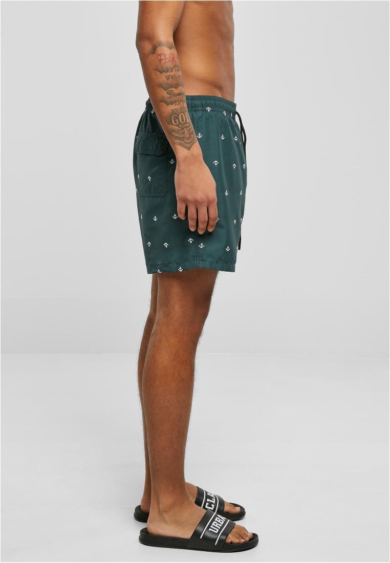 Urban Classics Embroidery Swimshorts Anchor Bottlegreen