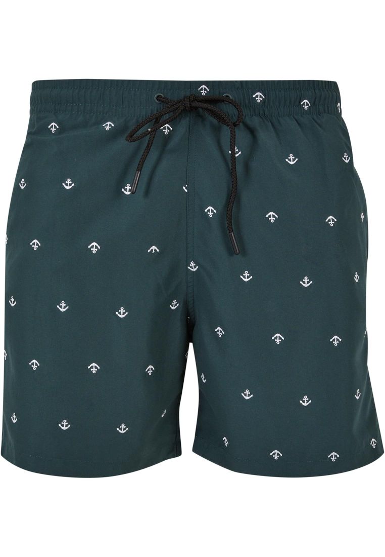 Urban Classics Embroidery Swimshorts Anchor Bottlegreen